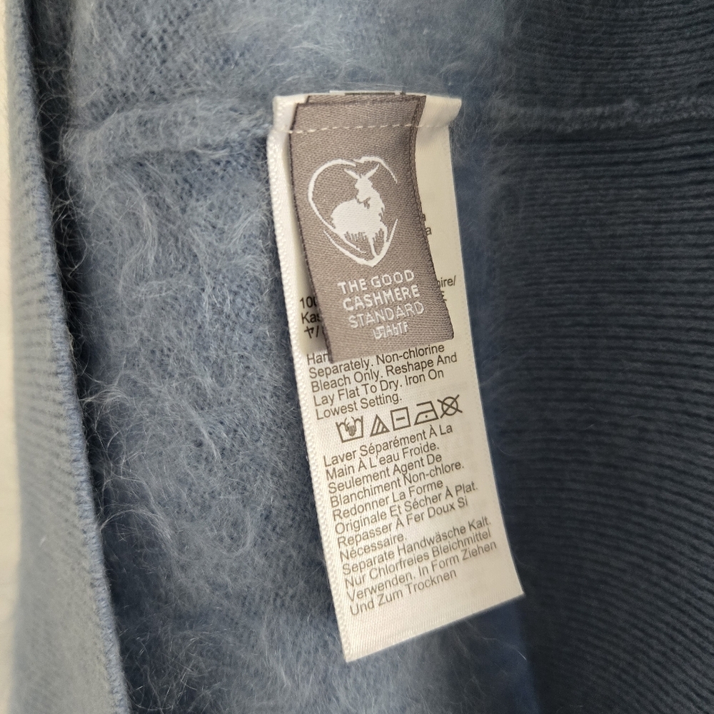 NWT J. Crew Brushed 100% Cashmere V-Neck Sweater Regatta Blue Size Large NEW - Picture 6 of 9